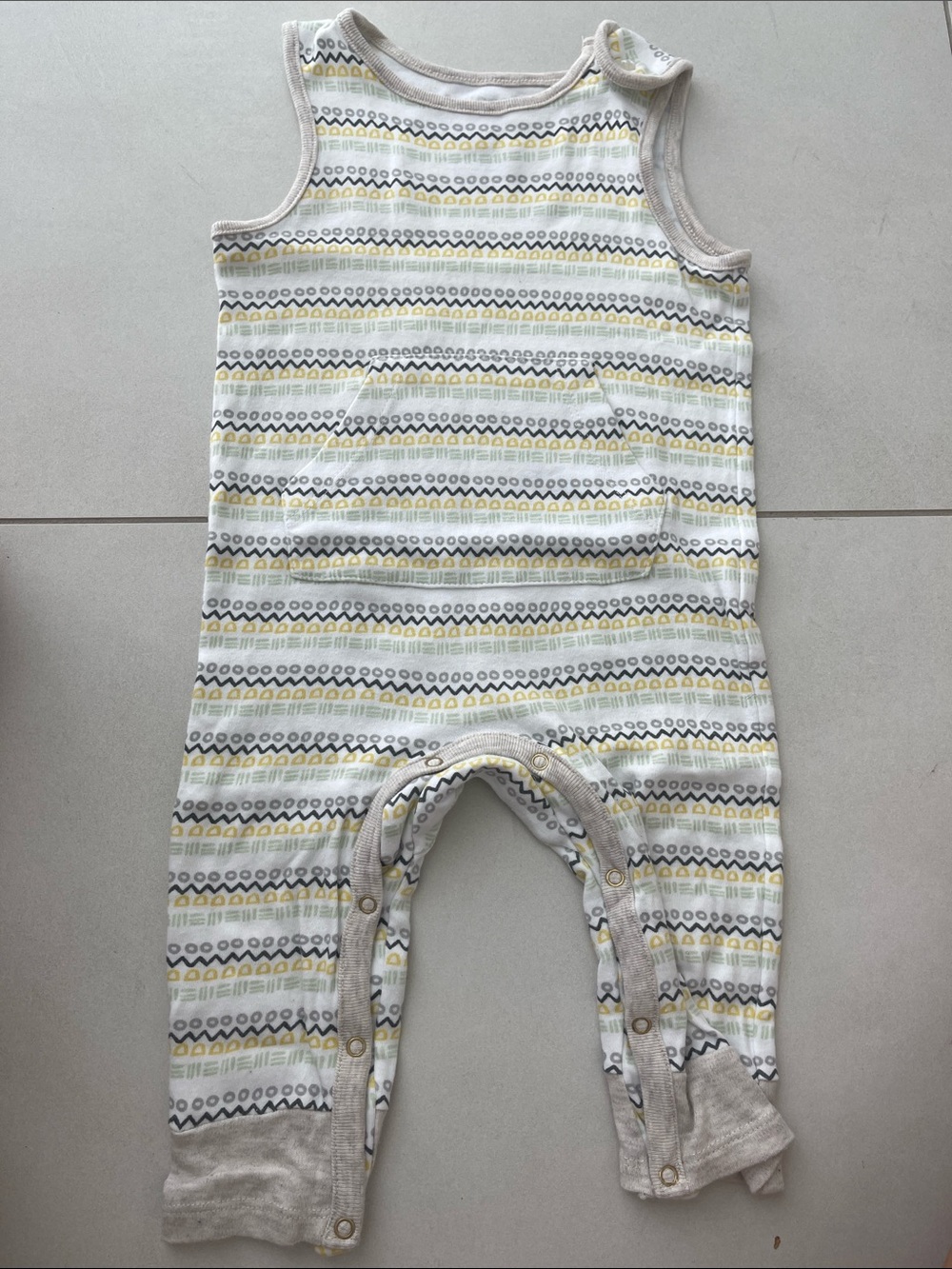 Nate Berkus White, Gray & Yellow Striped Baby One-Piece